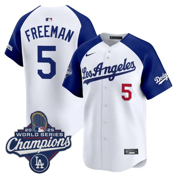 Men's Dodgers 2026 Vapor Premier Limited Jersey - World Series Champions Edition - All Stitched Freddie Freeman # 5