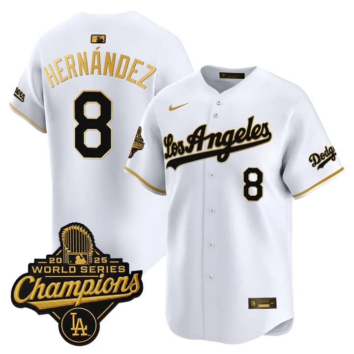 Men's Dodgers 2026 Vapor Premier Limited Jersey - World Series Champions Edition - All Stitched Kike Hernandez  8