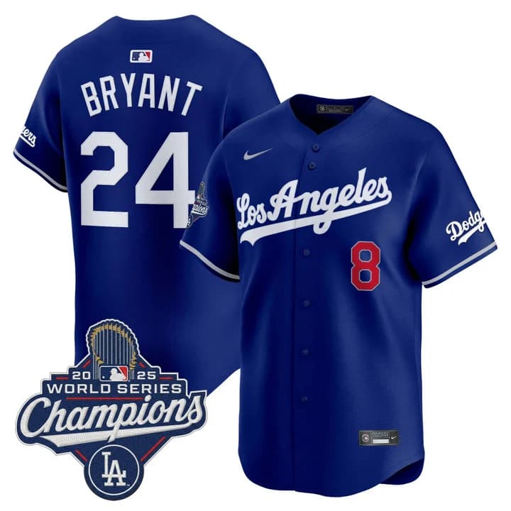 Men's Dodgers 2026 Vapor Premier Limited Jersey - World Series Champions Edition - All Stitched Kobe Bryant    24