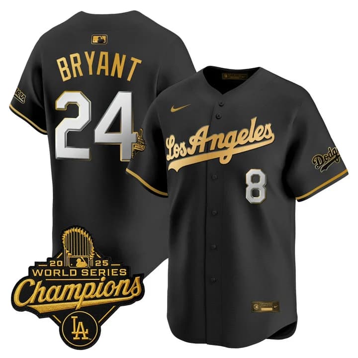 Men's Dodgers 2026 Vapor Premier Limited Jersey - World Series Champions Edition - All Stitched Kobe Bryant   24