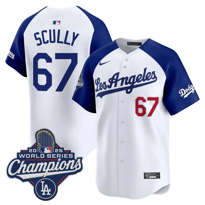 Men's Dodgers 2026 Vapor Premier Limited Jersey - World Series Champions Edition - All Stitched Vin Scully     67