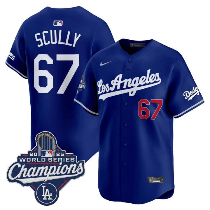 Men's Dodgers 2026 Vapor Premier Limited Jersey - World Series Champions Edition - All Stitched Vin Scully #67