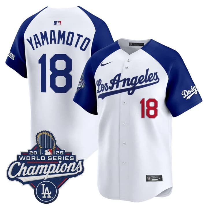 Men's Dodgers 2026 Vapor Premier Limited Jersey - World Series Champions Edition - All Stitched Yamamoto   #18