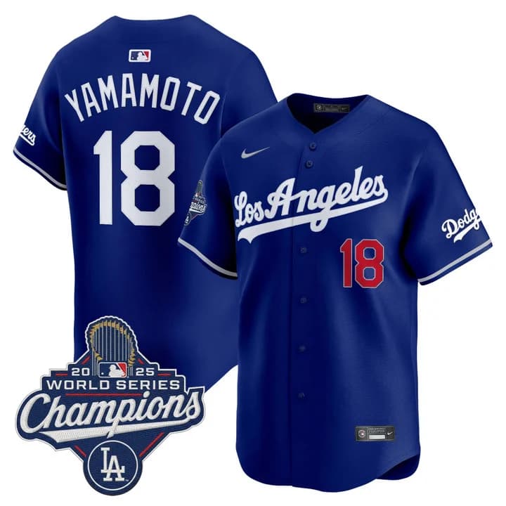 Men's Dodgers 2026 Vapor Premier Limited Jersey - World Series Champions Edition - All Stitched Yamamoto #18