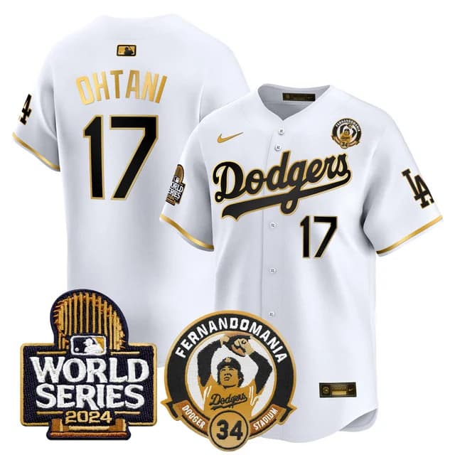 Men's Dodgers Fernando Valenzuela & 2024 World Series Patch Vapor Premier Limited Jersey V3 - All Stitched Shohei Ohtani    #17