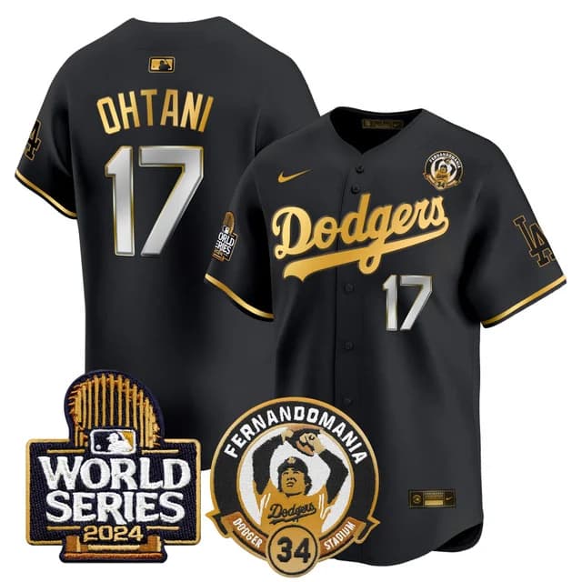 Men's Dodgers Fernando Valenzuela & 2024 World Series Patch Vapor Premier Limited Jersey V3 - All Stitched Shohei Ohtani    17