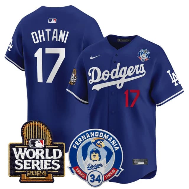 Men's Dodgers Fernando Valenzuela & 2024 World Series Patch Vapor Premier Limited Jersey V3 - All Stitched Shohei Ohtani   17