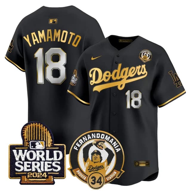 Men's Dodgers Fernando Valenzuela & 2024 World Series Patch Vapor Premier Limited Jersey V3 - All Stitched Yamamoto    18