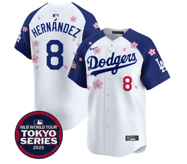 Men's Dodgers Tokyo Series 2025 Vapor Premier Limited Jersey - Stitched Alternate  Kike Hernandez 8