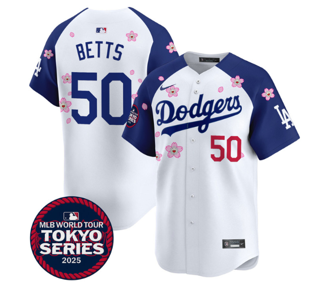 Men's Dodgers Tokyo Series 2025 Vapor Premier Limited Jersey - Stitched Alternate  Mookie Betts 50