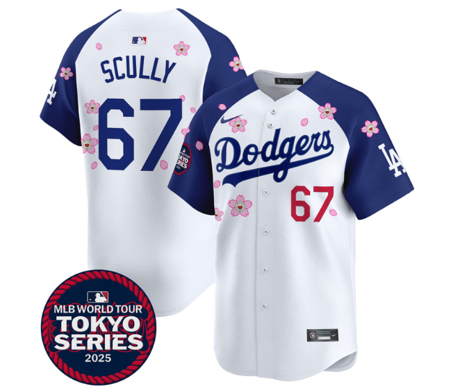 Men's Dodgers Tokyo Series 2025 Vapor Premier Limited Jersey - Stitched Alternate  Vin Scully 67