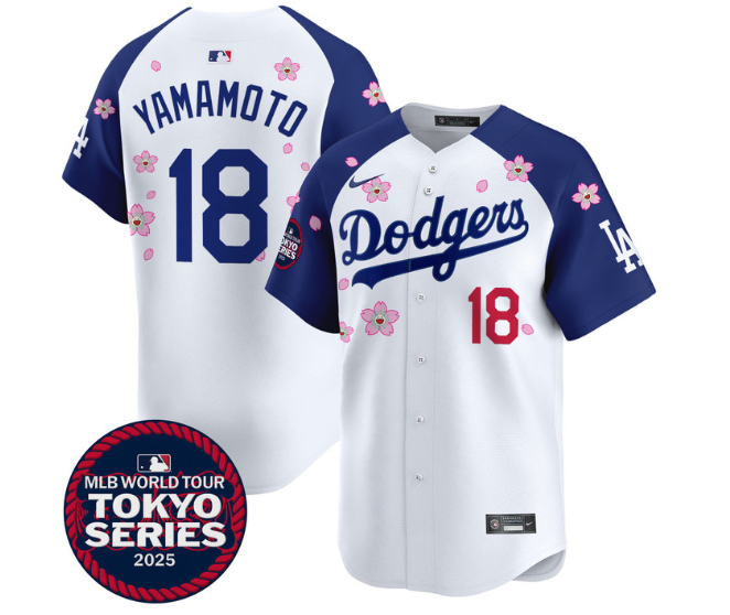 Men's Dodgers Tokyo Series 2025 Vapor Premier Limited Jersey - Stitched Alternate  Yamamoto 18