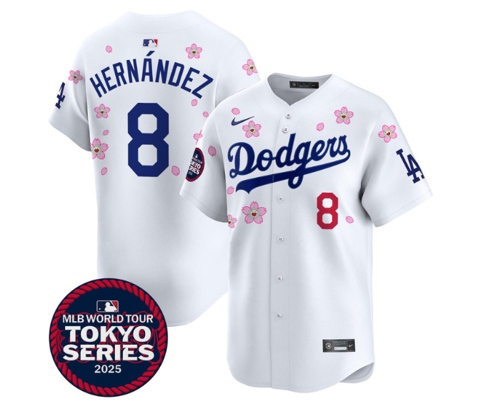 Men's Dodgers Tokyo Series 2025 Vapor Premier Limited Jersey - Stitched Kike Hernandez 8