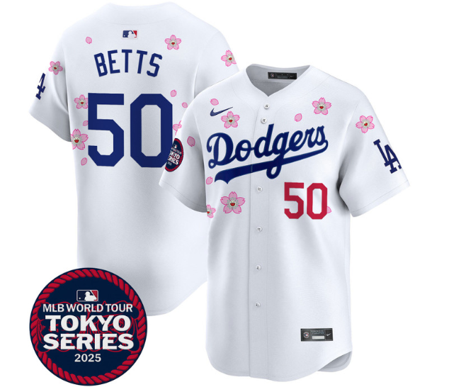 Men's Dodgers Tokyo Series 2025 Vapor Premier Limited Jersey - Stitched Mookie Betts 50