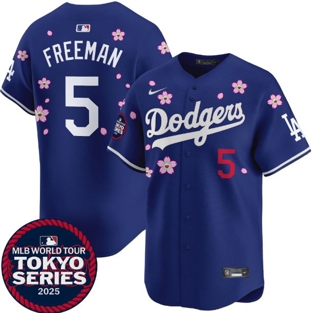 Men's Dodgers Tokyo Series 2025 Vapor Premier Limited Jersey - Stitched Royal  Freddie Freeman 5