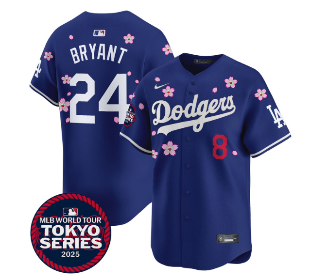 Men's Dodgers Tokyo Series 2025 Vapor Premier Limited Jersey - Stitched Royal  Kobe Bryant 24
