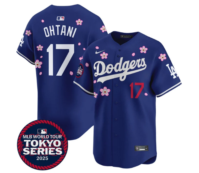 Men's Dodgers Tokyo Series 2025 Vapor Premier Limited Jersey - Stitched Royal  Shohei Ohtani 17