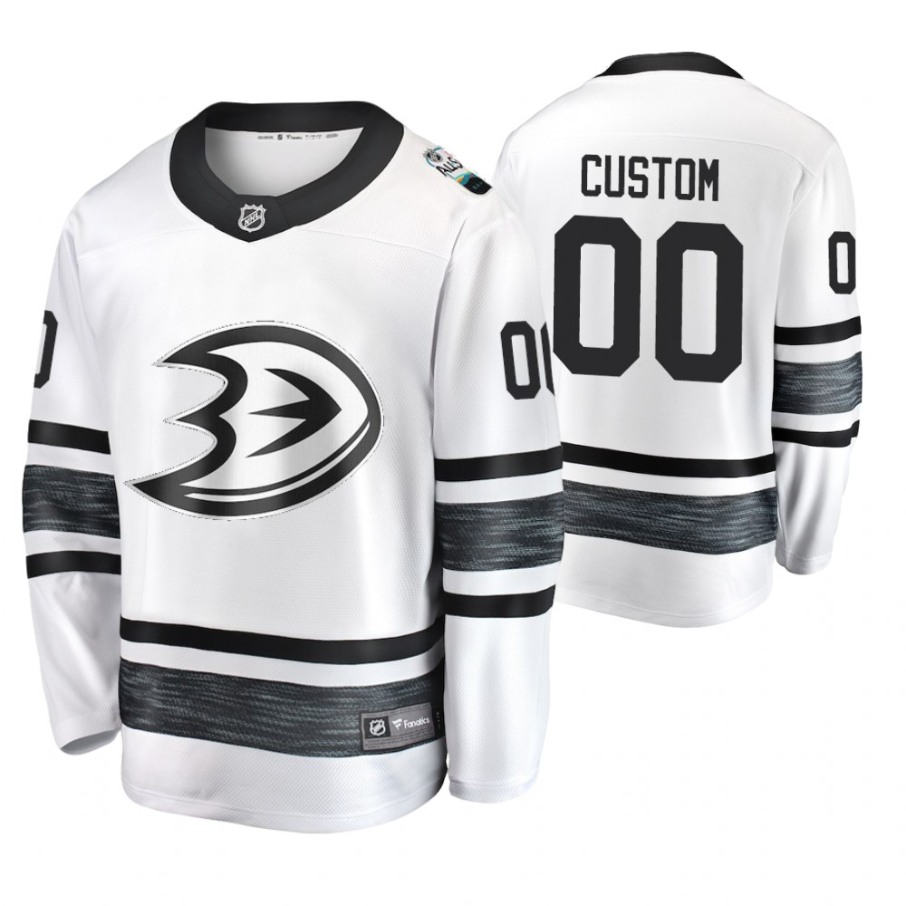 Men's Ducks #00 Custom White 2019 NHL All-Star Jersey