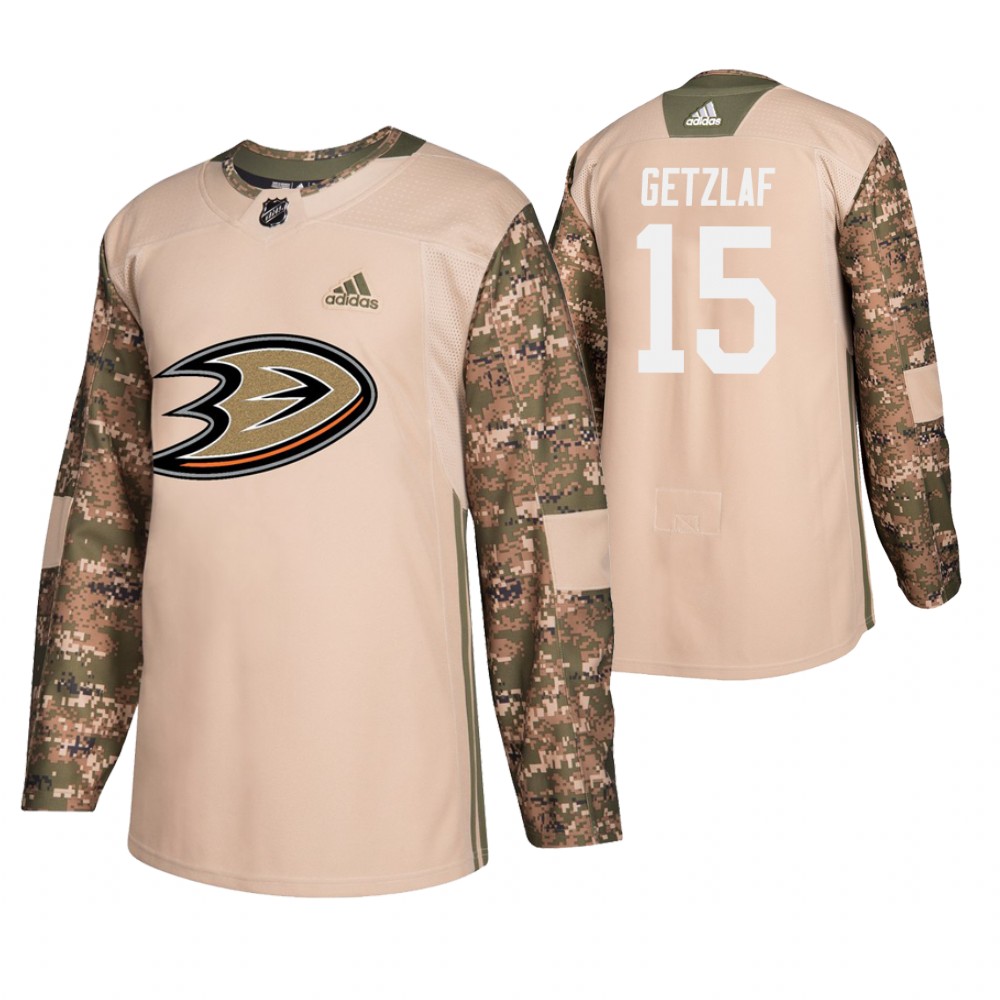 Men's Ducks #15 Ryan Getzlaf Veterans Day Jersey - Camo
