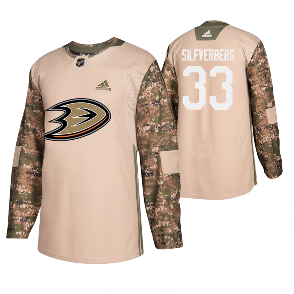 Men's Ducks #33 Jakob Silfverberg Veterans Day Jersey - Camo