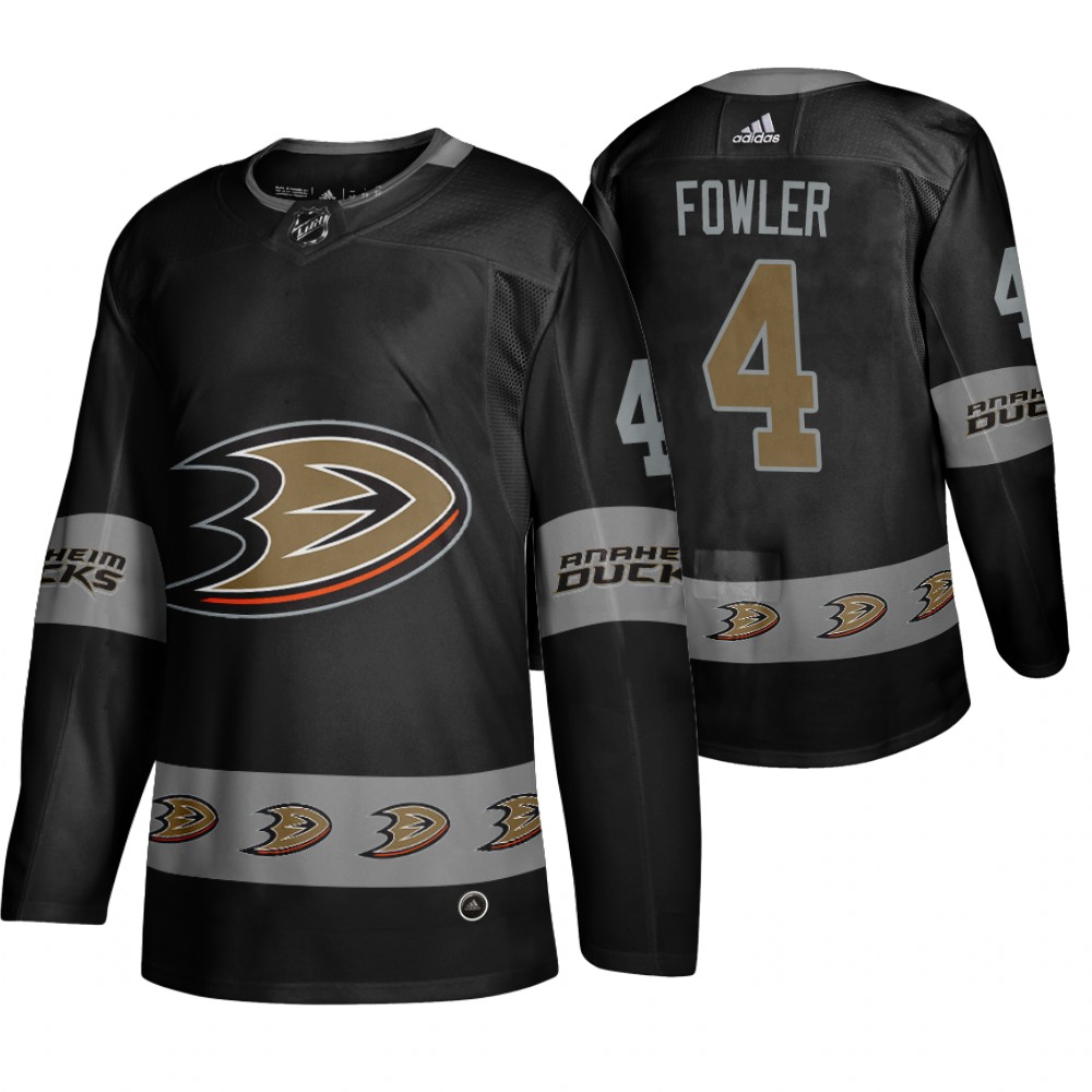 Men's Ducks #4 Cam Fowler Logo sleeve Breakaway Jersey Black