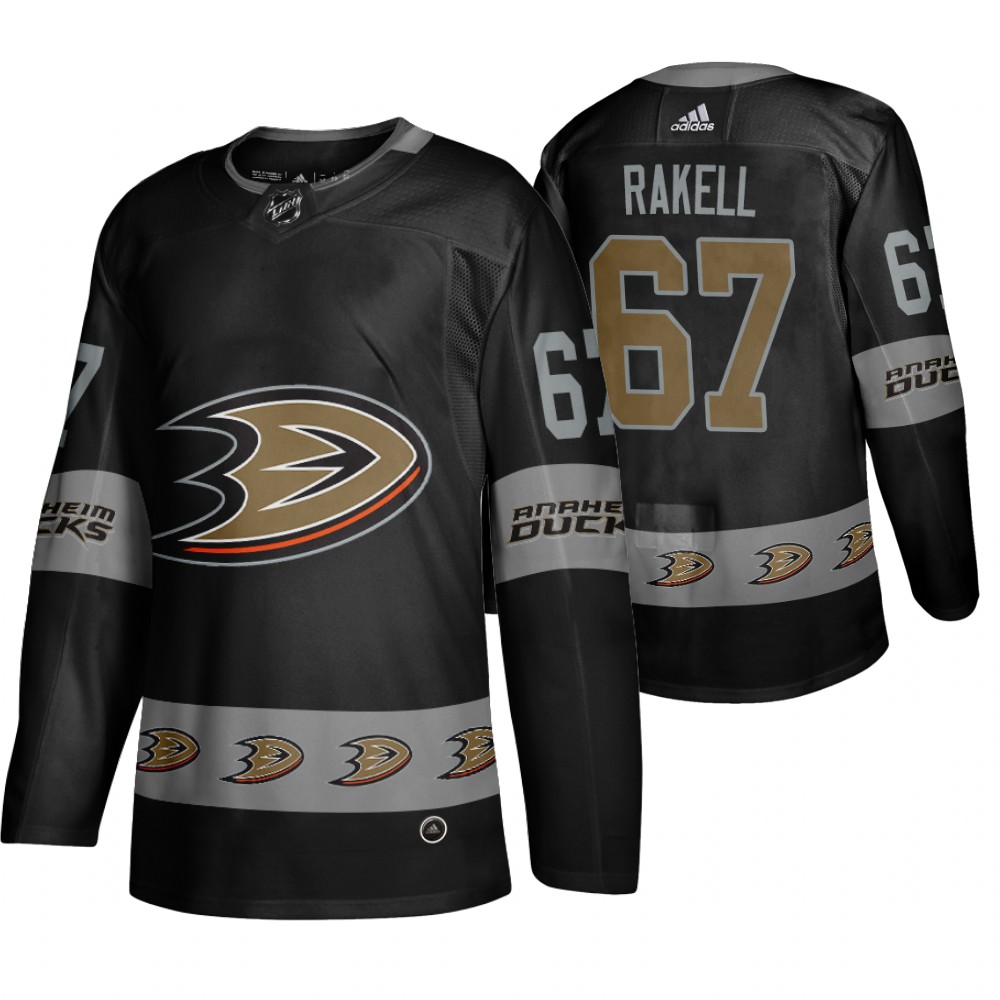 Men's Ducks #67 Rickard Rakell Logo sleeve Breakaway Jersey Black