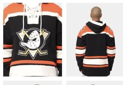 Men's Ducks Lace-Up Black Pullover Hoodie