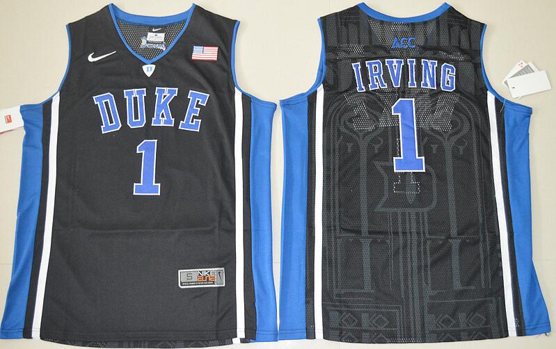 Men's Duke Blue Devils #1 Kyrie Irving V Neck Nike Black Elite Basketball Jersey