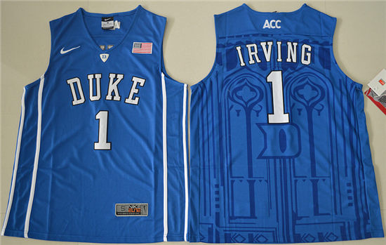 Men's Duke Blue Devils #1 Kyrie Irving V Neck Nike Blue Elite Basketball Jersey