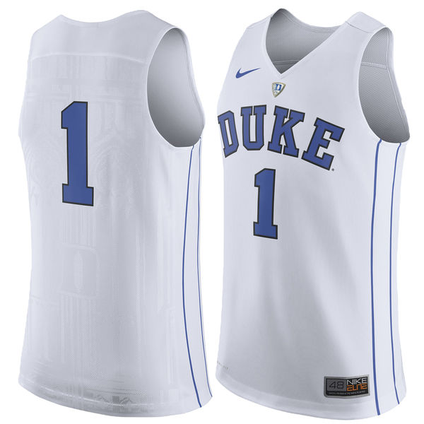 Men's Duke Blue Devils #1 White Basketball Jersey