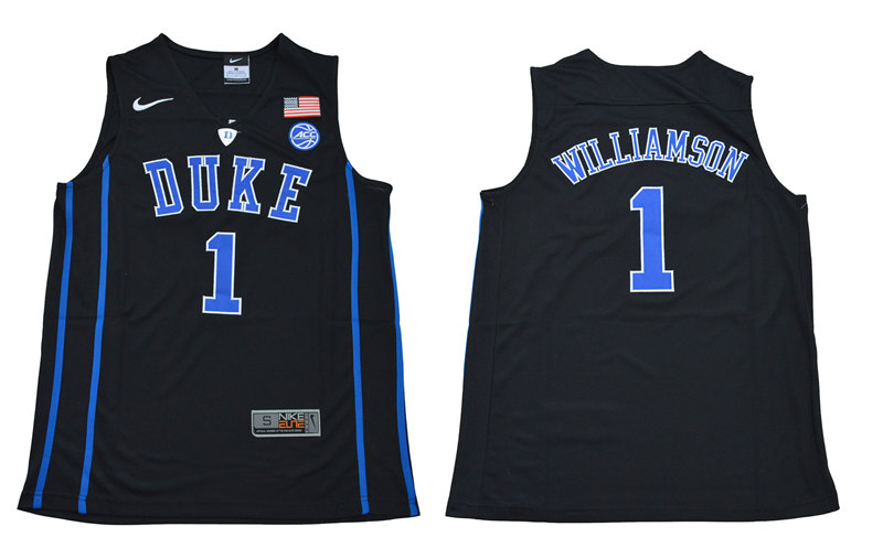 Men's Duke Blue Devils #1 Zion Williamson Nike Black Limited Basketball Jersey1