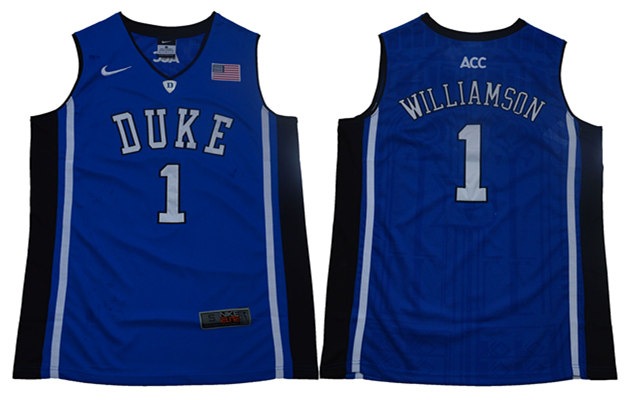 Men's Duke Blue Devils #1 Zion Williamson Nike Blue Limited Basketball Jersey1