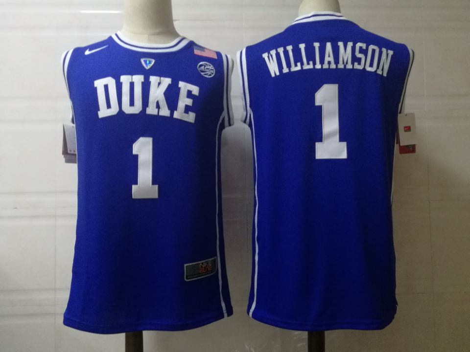 Men's Duke Blue Devils #1 Zion Williamson Nike Blue Round Neck Game Basketball Jersey