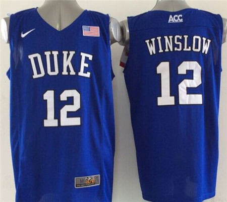 Men's Duke Blue Devils #12 Justise Winslow College Basketball Jerseys -2015 Royal Blue