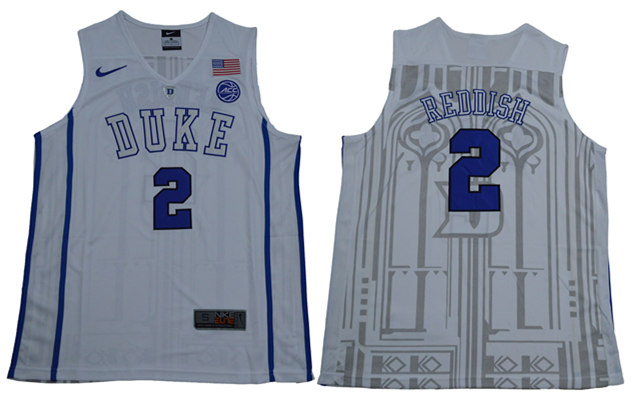 Men's Duke Blue Devils #2 Cameron Reddish Nike White Elite Basketball Jersey