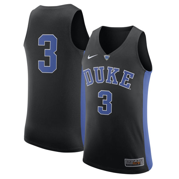 Men's Duke Blue Devils #3 Black Basketball Jersey