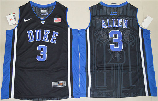 Men's Duke Blue Devils #3 Grayson Allen V Neck College Basketball Elite Jersey - Black
