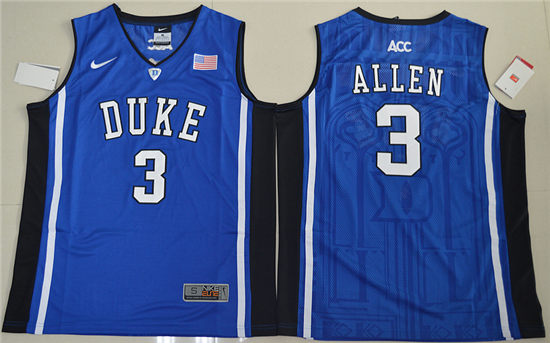 Men's Duke Blue Devils #3 Grayson Allen V Neck College Basketball Elite Jersey - Blue