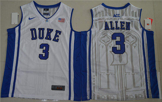 Men's Duke Blue Devils #3 Grayson Allen V Neck College Basketball Elite Jersey - White