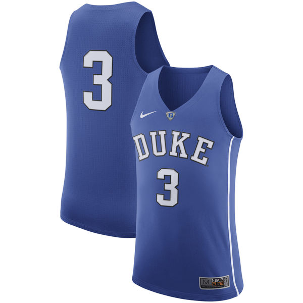 Men's Duke Blue Devils #3 Royal Blue Basketball Jersey
