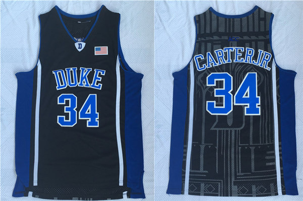 Men's Duke Blue Devils #34 Wendell Carter Jr. Nike Black Elite Basketball Jersey