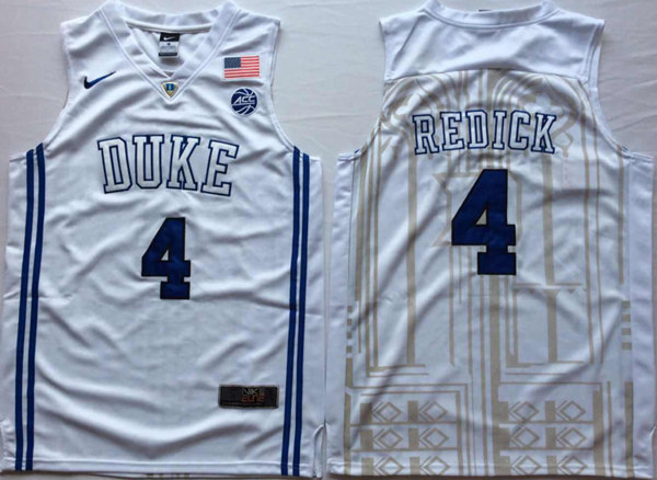Men's Duke Blue Devils #4 J.J. Redick Nike White Elite Basketball Jersey