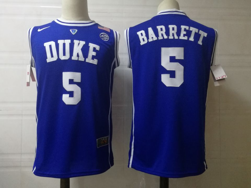 Men's Duke Blue Devils #5 R. J. Barrett  Nike Blue Round Neck Game Basketball Jersey