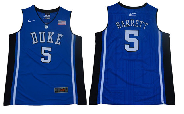 Men's Duke Blue Devils #5 R. J. Barrett Nike Blue Limited Basketball Jersey)