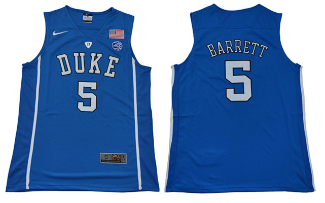 Men's Duke Blue Devils #5 R. J. Barrett Nike Blue Limited Basketball Jersey1