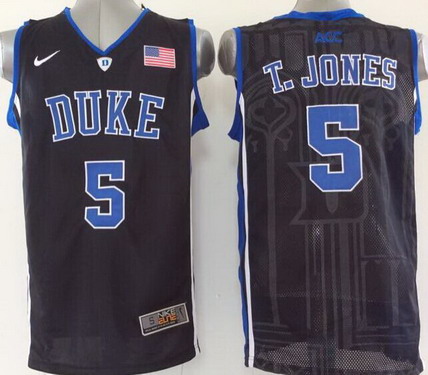 Men's Duke Blue Devils #5 Tyus Jones Black Jersey