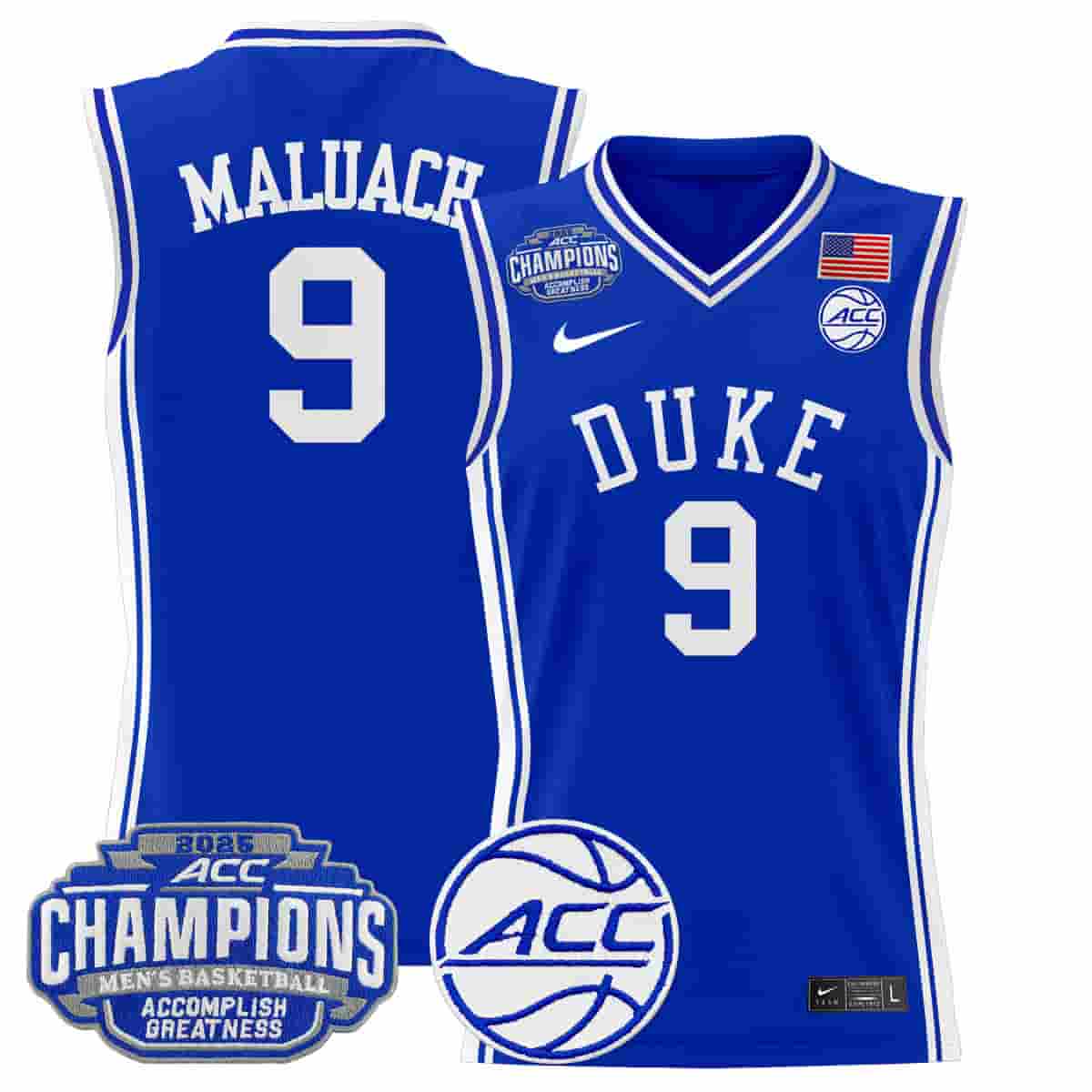 Men's Duke Blue Devils 2025 ACC Conference Tournament Champions Basketball Jersey - All Stitched Khaman Maluach (1)