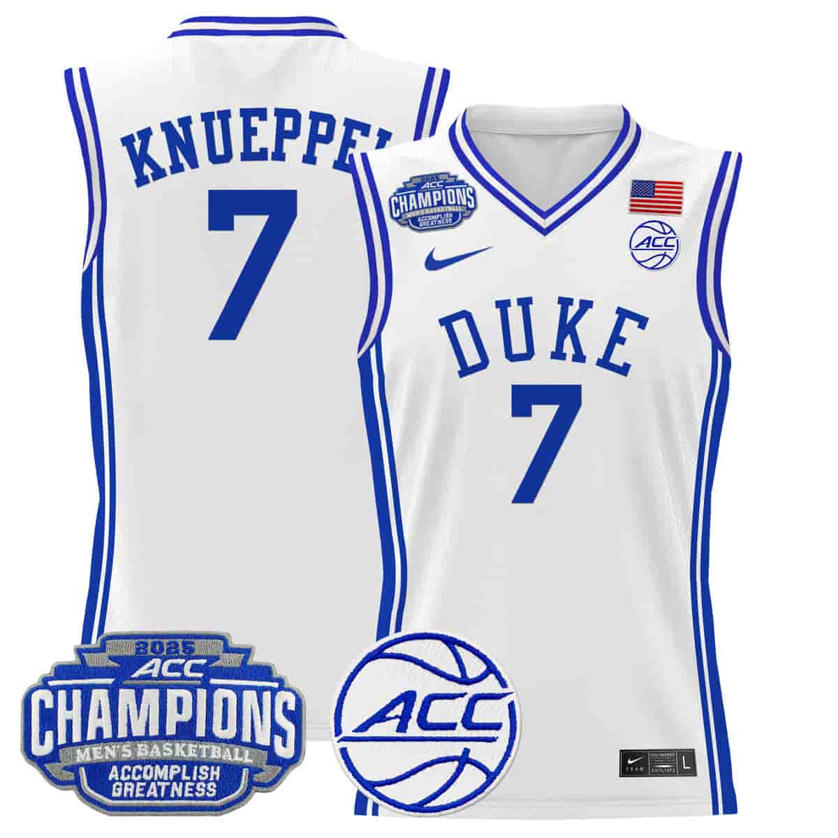 Men's Duke Blue Devils 2025 ACC Conference Tournament Champions Basketball Jersey - All Stitched Khaman Maluach (2)