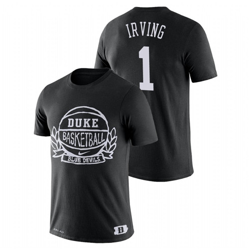 Men's Duke Blue Devils Basketball Crest Kyrie Irving Black T-Shirt