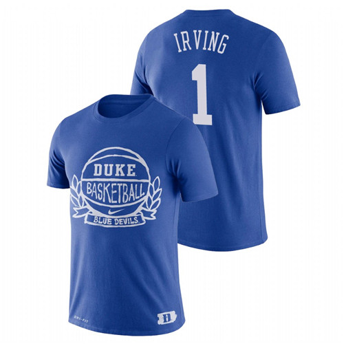 Men's Duke Blue Devils Basketball Crest Kyrie Irving Royal T-Shirt